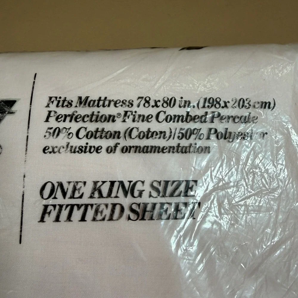 Fieldcrest King Fitted Sheet Pink No Iron Percale 180TC Made in USA Vintage